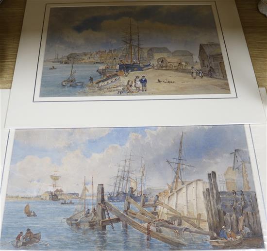 English School c.1860 Littlehampton Harbour largest 28 x 41cm, unframed